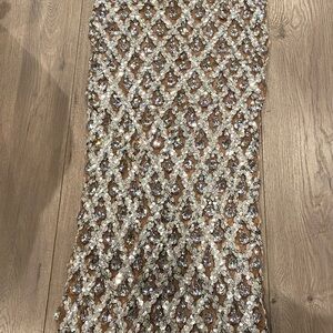 Sequin-Embellished Nude Maxi Dress